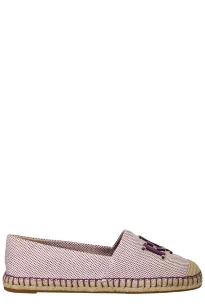 Ralph Lauren Lauren  Cameryn Iii Canvas & Leather Espadrille Woman Espadrilles Purple Size 7 Textile In Multi