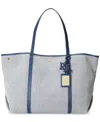LAUREN RALPH LAUREN CANVAS AND LEATHER LARGE EMERIE TOTE