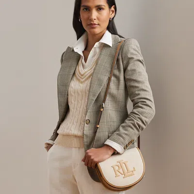 Ralph Lauren Canvas & Leather Medium Witley Crossbody In White