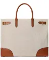 Ralph Lauren Canvas Large Devyn Tote Bag In Vanilla,lauren Tan