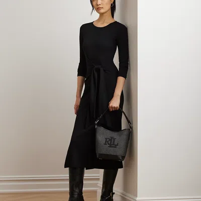 Ralph Lauren Canvas Medium Witley Bucket Bag In Black Natural/black