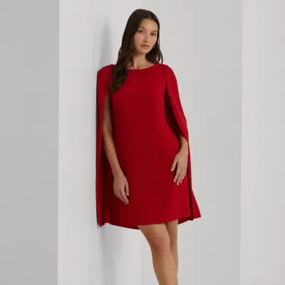 Ralph Lauren Cape Georgette Cocktail Dress In Festive Red