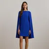 Ralph Lauren Cape Georgette Cocktail Dress In Navy