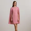 Ralph Lauren Cape Georgette Cocktail Dress In Rose Mauve