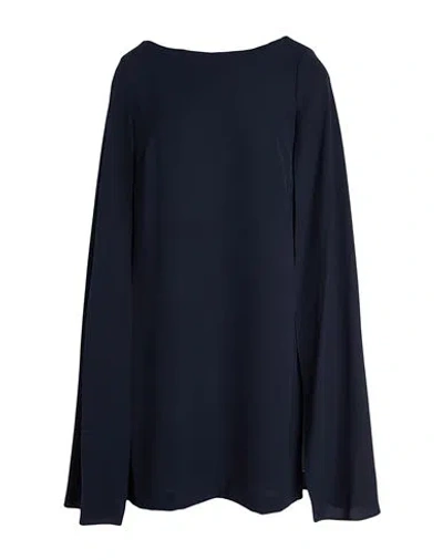 Ralph Lauren Lauren  Cape Georgette Cocktail Dress Woman Mini Dress Midnight Blue Size 10 Polyester