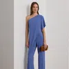 Ralph Lauren Cape Georgette One-shoulder Jumpsuit In Soft Lazuli