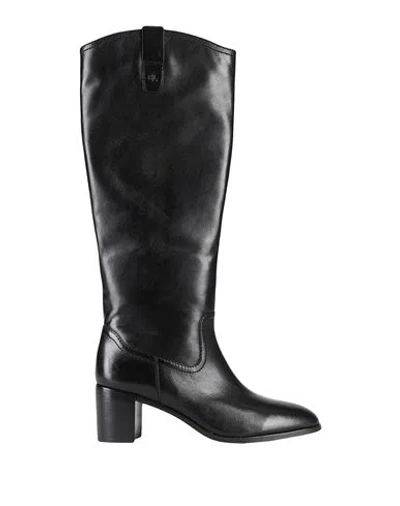 Ralph Lauren Lauren  Carla Burnished Leather Ridingtk! Boot Woman Boot Black Size 7 Cow Leather In Schwarz