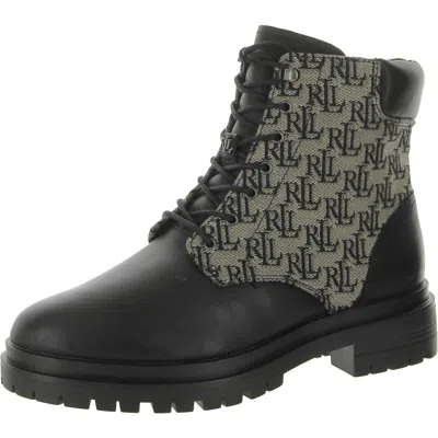 Ralph Lauren Carlee Womens Lugged Sole Ankle Combat & Lace-up Boots In Multi