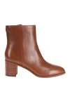 Ralph Lauren Lauren  Cassie Burnished Leather Bootie Woman Ankle Boots Tan Size 8 Cow Leather In Brown