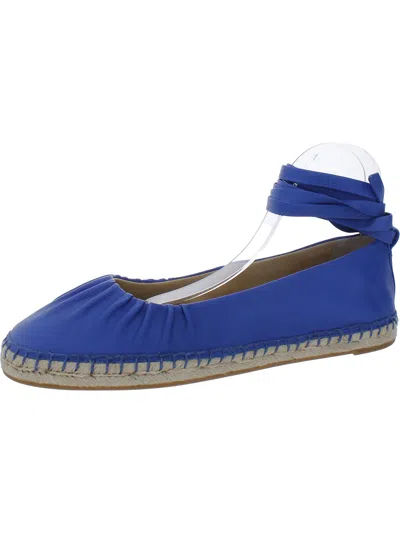Lauren Ralph Lauren Cecilia Womens Leather Ankle Tie Loafers In Blue