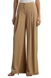 Ralph Lauren Pleated Stretch Jersey Wide-leg Pant In Classic Camel