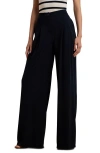 Ralph Lauren Women's Pleated Stretch Jersey Wide-leg Pants, Regular & Petite In Lauren Navy