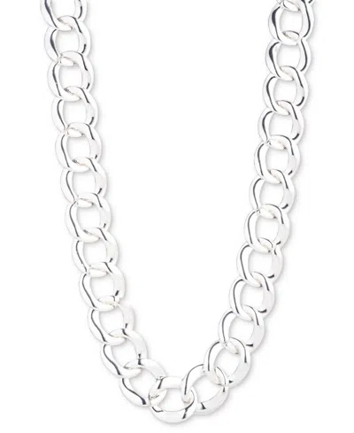 Lauren Ralph Lauren Chain Link 17" Collar Necklace In Silver