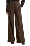 Ralph Lauren Lauren  Check Wool Wide Leg Pants In Brown/tan/purple Multi