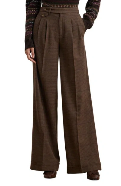 Ralph Lauren Lauren  Check Wool Wide Leg Pants In Multi