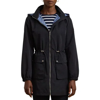 Ralph Lauren Lauren  Cinch Waist Hooded Anorak Jacket In Dk Navy