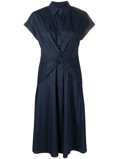Ralph Lauren Classic Collar Cotton Shirt Dress In Blue