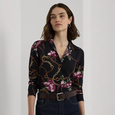 Ralph Lauren Classic Fit Print Crepe Shirt In Blue