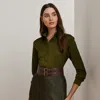 Ralph Lauren Classic Fit Satin Charmeuse Shirt In Botanic Green
