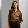 Ralph Lauren Classic Fit Satin Charmeuse Shirt In Honey Tan