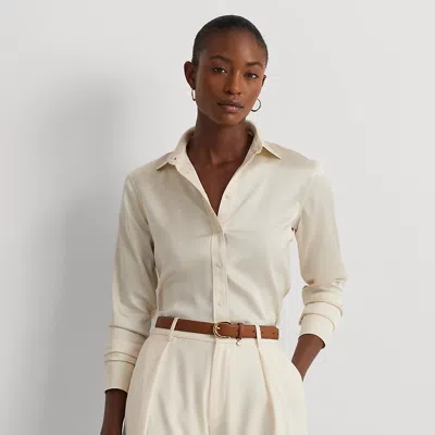 Lauren Ralph Lauren Classic Fit Satin Charmeuse Shirt In Mascarpone Cream