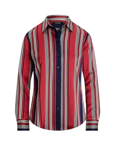 Ralph Lauren Lauren  Classic Fit Striped Charmeuse Shirt Woman Shirt Red Size L Recycled Polyester, P