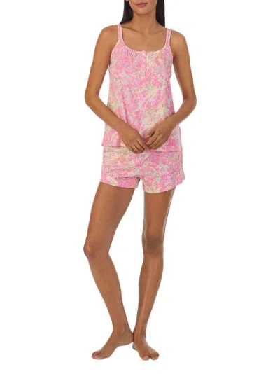 Lauren Ralph Lauren Classic Knit Boxer Pajama Set In Pink Paisley