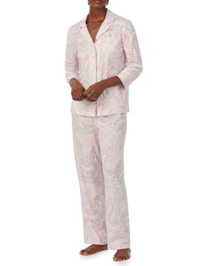Lauren Ralph Lauren Classic Knits Notch Collar Pajama Set In Blush