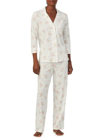Lauren Ralph Lauren Classic Knits Notch Collar Pajama Set In Floral Print