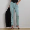 Ralph Lauren Coated High-rise Straight Ankle Jean In Aqua Pearl