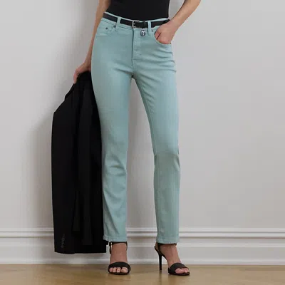 Ralph Lauren Coated High-rise Straight Ankle Jean In Aqua Pearl