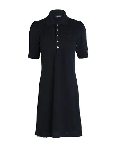Lauren Ralph Lauren Collared Shift Dress Woman Mini Dress Black Size L Cotton, Elastane