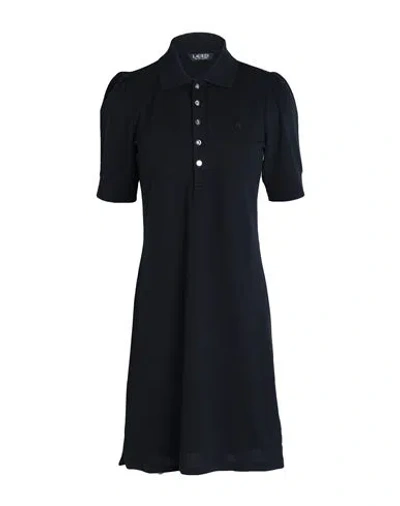 Ralph Lauren Lauren  Collared Shift Dress Woman Mini Dress Black Size L Cotton, Elastane