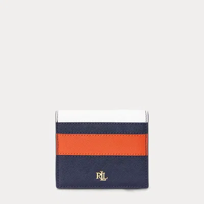 Ralph Lauren Color-blocked Leather Compact Wallet In Multi
