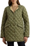 Ralph Lauren Lauren  Contrast Lining Quilted Puffer Jacket In Sage Green