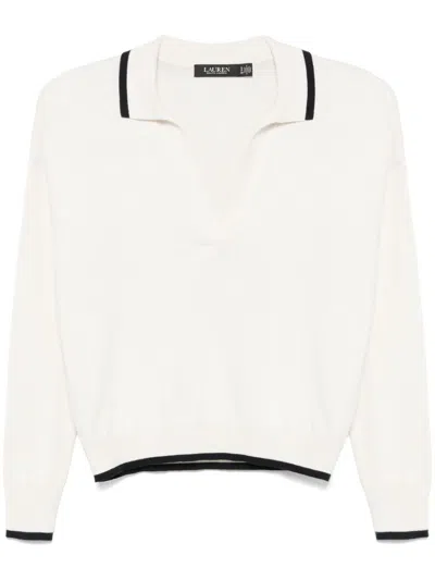 Ralph Lauren Contrasting-trim Polo Top In Neutrals