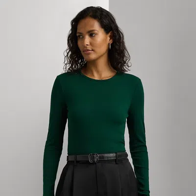 Ralph Lauren Cotton-blend Long-sleeve Top In Green