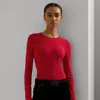 Ralph Lauren Stretch Cotton Ribbed Puff-sleeve Tee In Festive Red