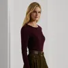 Ralph Lauren Cotton-blend Long-sleeve Top In Pinot Noir