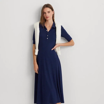 Lauren Ralph Lauren Cotton-blend Polo Dress In Refined Navy