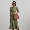 Ralph Lauren Cotton-blend Polo Dress In Sage Green