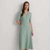 Lauren Ralph Lauren Cotton-blend Polo Dress In Soft Laurel