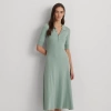 Ralph Lauren Cotton-blend Polo Dress In Soft Laurel