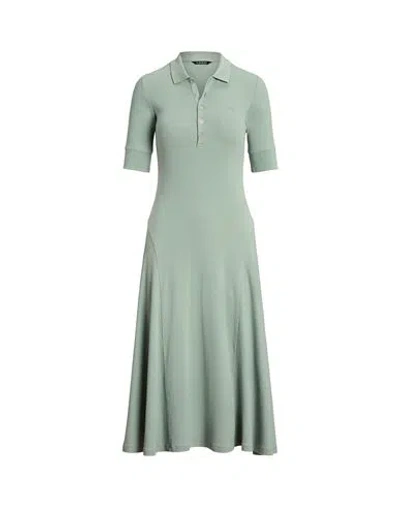 Lauren Ralph Lauren Cotton-blend Polo Dress Woman Midi Dress Sage Green Size L Cotton, Modal, Elasta