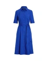 Ralph Lauren Cotton-blend Shirtdress In Blue