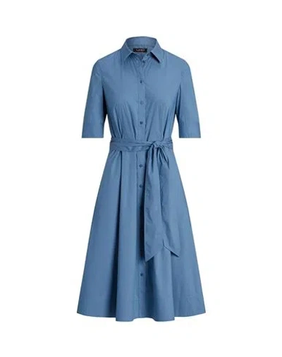 Ralph Lauren Lauren  Cotton-blend Shirtdress Woman Midi Dress Pastel Blue Size 6 Cotton, Nylon, Elast In Blue
