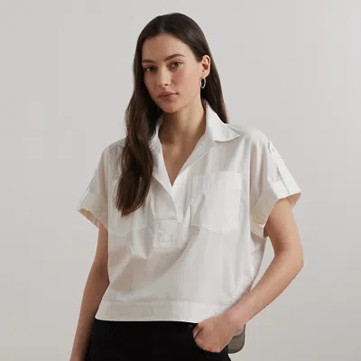 Ralph Lauren Cotton-blend Short-sleeve Camp Shirt In White