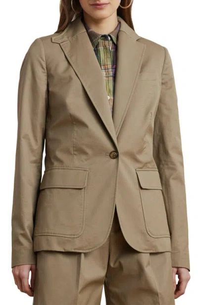 Ralph Lauren Lauren  Cotton Blend Twill Blazer In Madison Tan