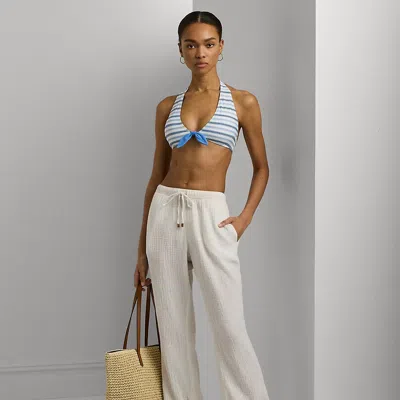 Ralph Lauren Cotton Gauze Drawcord Ankle Pant In White