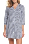Ralph Lauren Lauren  Cotton Jersey Sleep Shirt In Windsor Navy/white Stripe